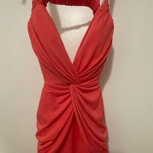 Orange Ruched Wrap Maxi Dress